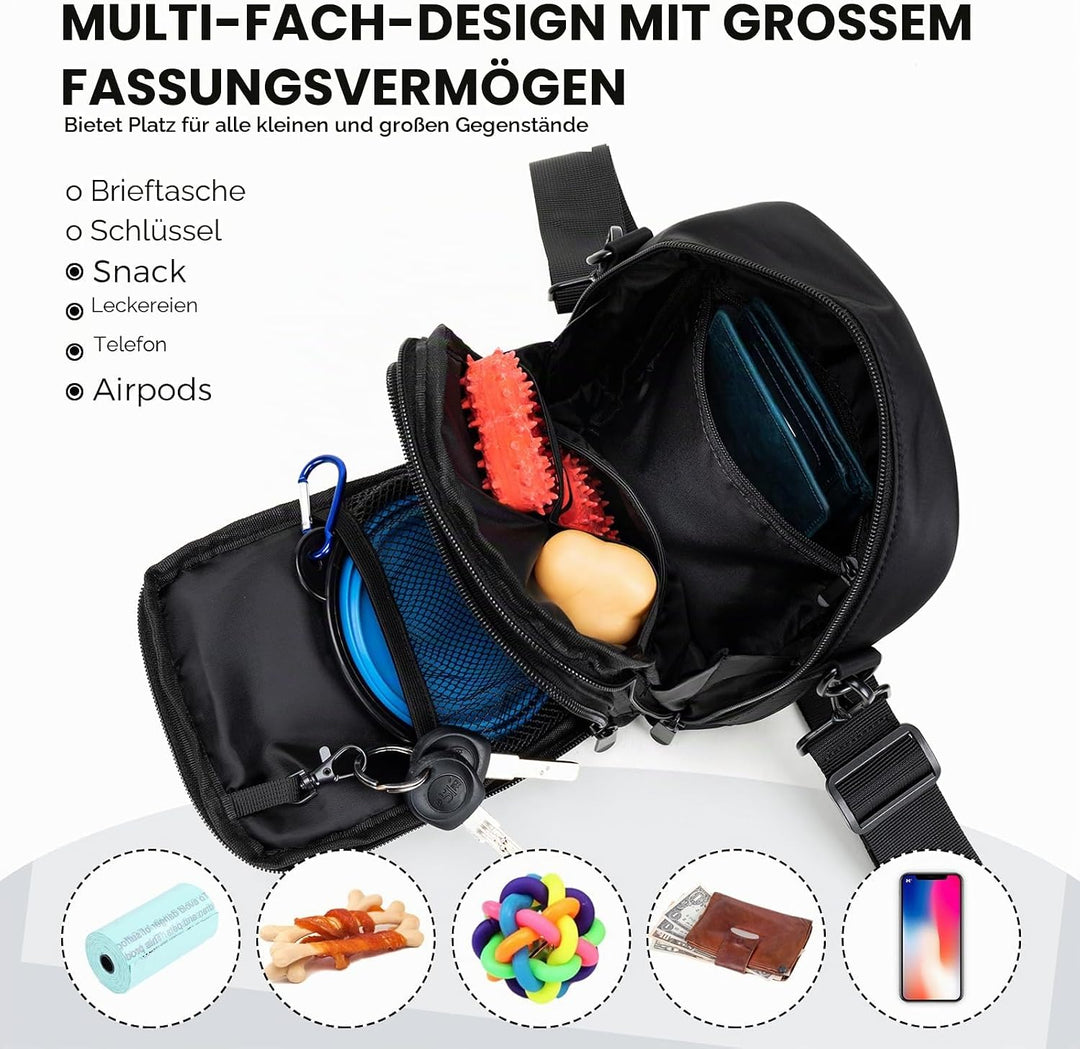 Leckerlibeutel für Hunde, Wasserdichte Gassitasche Hund Zum Umhängen Grossem Fassungsvermögen Multif
