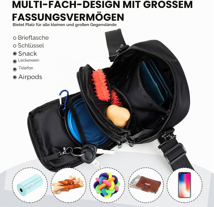 Leckerlibeutel für Hunde, Wasserdichte Gassitasche Hund Zum Umhängen Grossem Fassungsvermögen Multif
