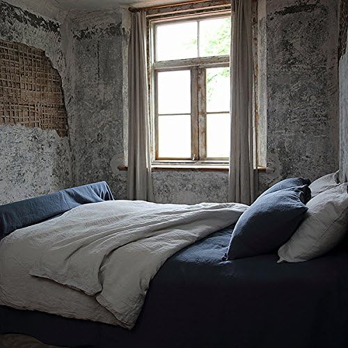 LinenMe Vorgewaschenes Blau Leinen-Bettlaken