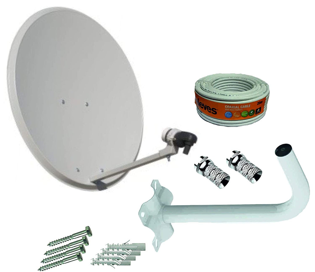 Tecatel Parabolantenne 60 cm + Wandhalterung + Rolle 20 m Teles + LNB Universal
