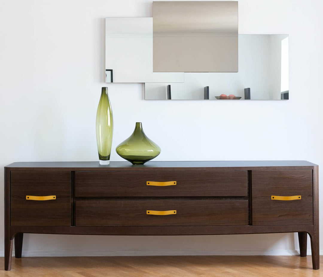 Brute Strength - Ledergriffe für Möbel - Ockergelb - 6 Stück - 16,5 x 2,5 cm - Schrankgriff, Türgrif