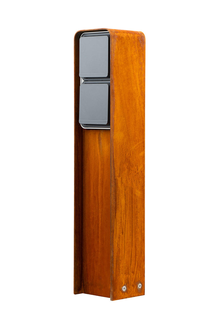 MG-Elektro Steckdosensäule (Corten) | Aussensteckdose wetterfest IP55, Rost, Modernes Design & Premi