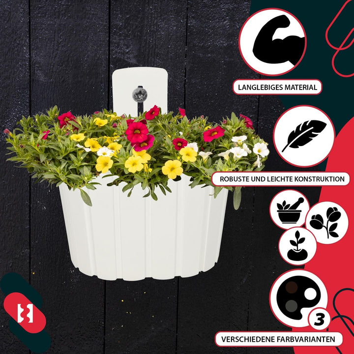 KOTARBAU® 4er Set Blumenkasten Balkon - Wandampel - Blumentopf - 20x14cm H: 13cm Weiss - Wandampel f