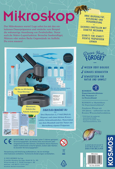KOSMOS 636098 Mikroskop Experimentierkasten für Kinder, Schüler Mikroskop, Mikroskop für Kinder ab 1