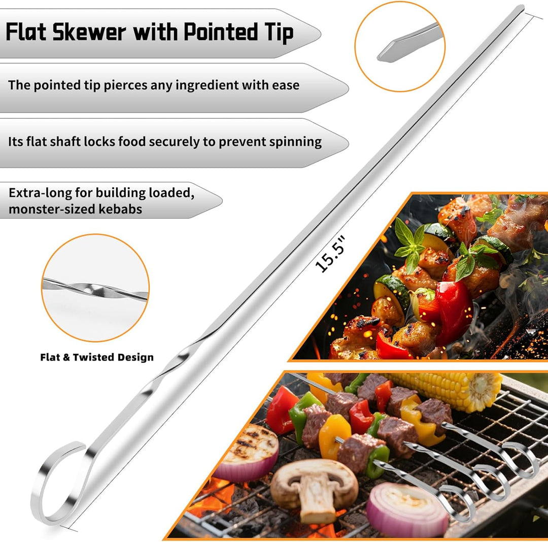 BBQ Grillbesteck Set 9 Grillzubehör aus Hochwertig Edelstahl, Professionelles BBQ Grill Set mit Gril