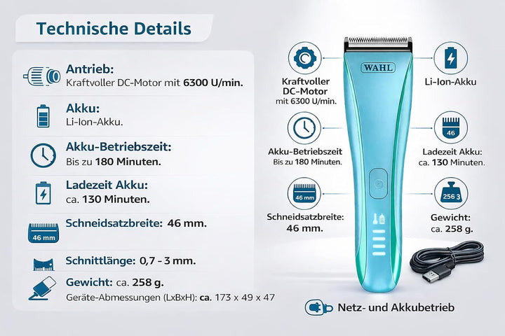 Moser Rotschopf24 Edition: Starke Hunde - Schermaschine + 8 Edelstahlaufsätze. Ratsam für dichtes/kr