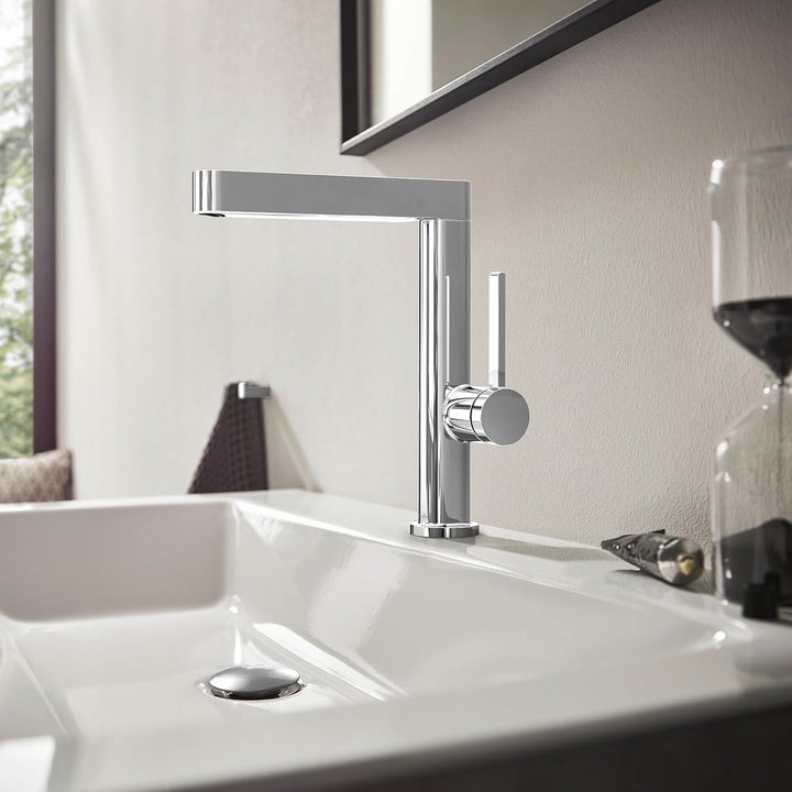 hansgrohe Waschtischarmatur Finoris, Wasserhahn Bad mit Auslauf Höhe 230 mm, mit Push-Open Ablaufgar