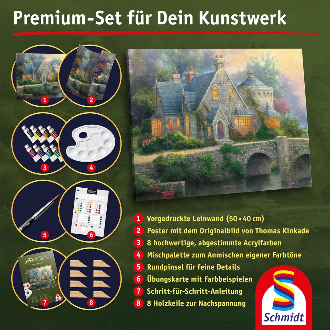 Lamplight Manor: My Artnoble® Thomas Kinkade | Premium-Malset mit vorgedruckter Leinwand und Acrylfa
