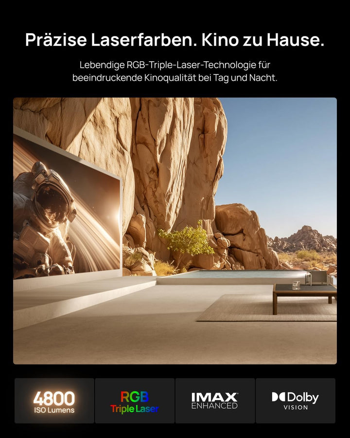 XGIMI Titan Noir 4K Heimkino Beamer, RGB Triple Laser 3D Projektor | 4800 ISO Lumen, 7000:1 Nativer