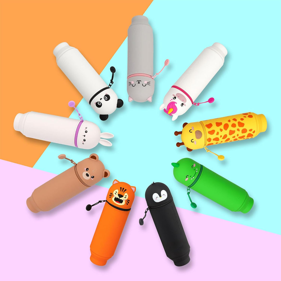 Legami - 2-in-1 Weiche Silikontasche - Kawaii,Tischstifthalter, Reissverschluss, Silikon, Stiftetasc