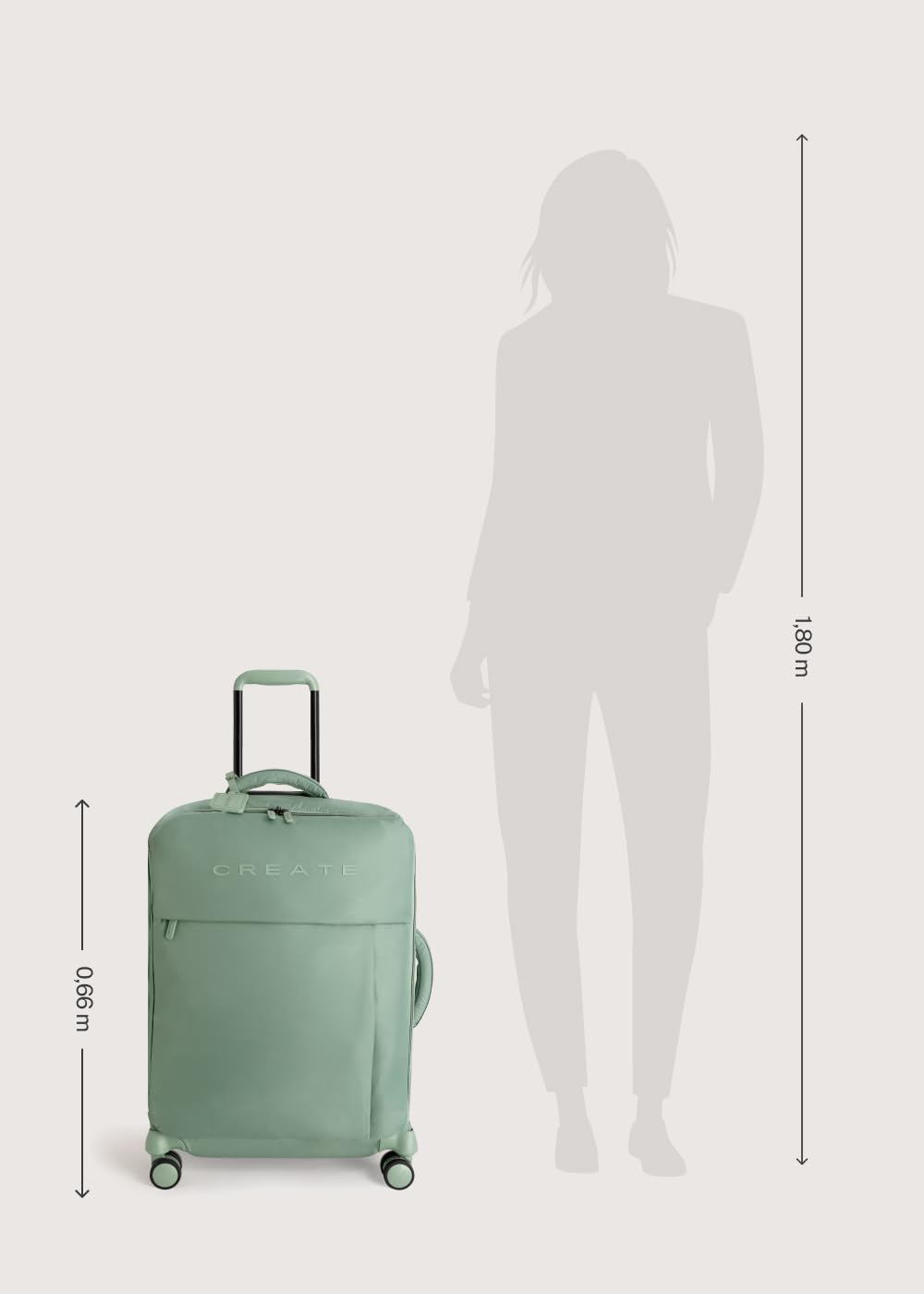 CREATE / Luggage Studio Soft/Polyester Soft Koffer Salbeigrün / 47x25.5x65cm / TSA Vorhängeschloss,