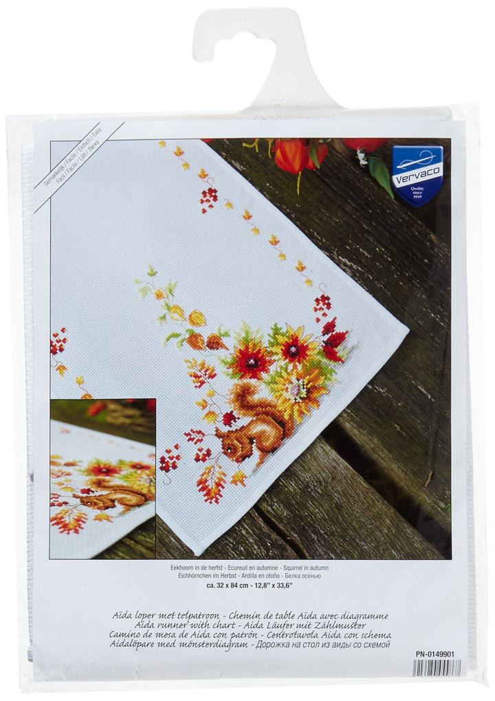 Vervaco Kreuzstichpackung Tischläufer Kreuzstich zum Auszählen, Baumwolle, weiss, 32 x 84 x 0,3 cm