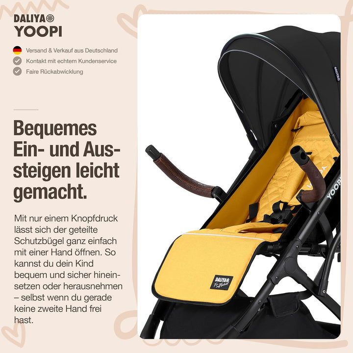 Daliya® YOOPI Reisebuggy, faltbar, mit Teleskopgriff, Flugzeug Buggy, Alluminiumrahmen, Stufenlose R