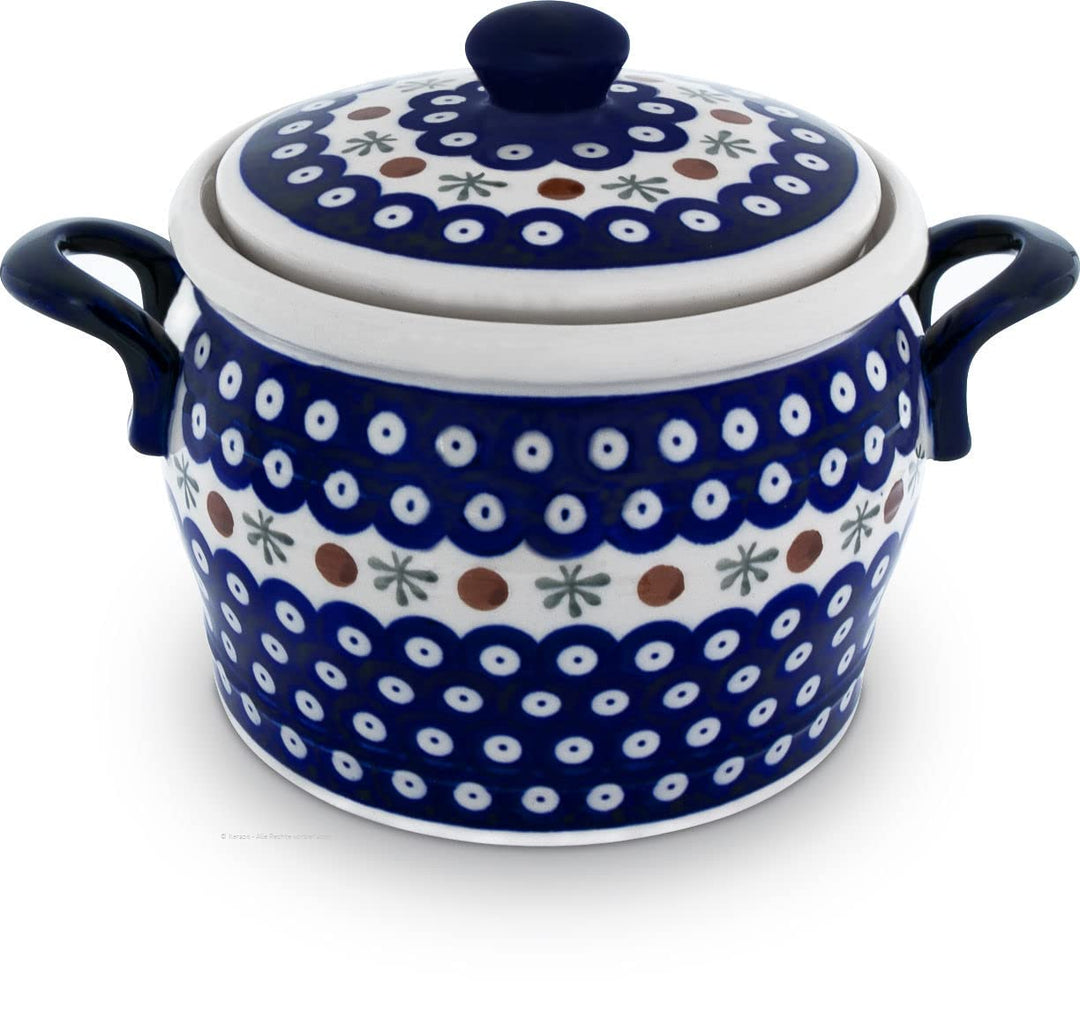 Original Bunzlauer Keramik 1,75 Liter Rumtopf / Mehrzwecktopf / Keramiktopf Ø16,5 cm im Dekor 41