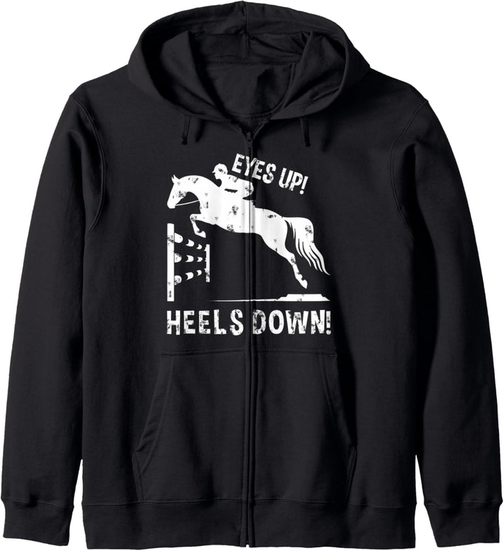 Funny Eyes Up Heals Down Equestrian Sports Horse Riding Kapuzenjacke
