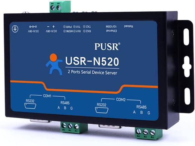 PUSR 2 Port Serial RS845 zu Ethernet Konverter unterstützt MQTT Modbus RTU auf Modbus TCP USR-N520