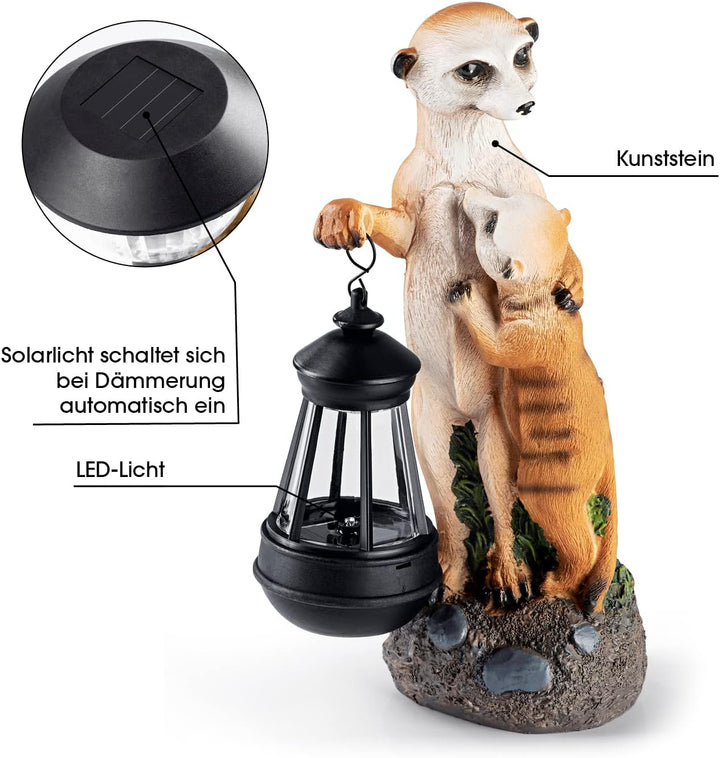 EASYmaxx Solar-LED Erdmännchen-Familie | Handbemalt & kabellos mit automatischem Tageslichtsensor |