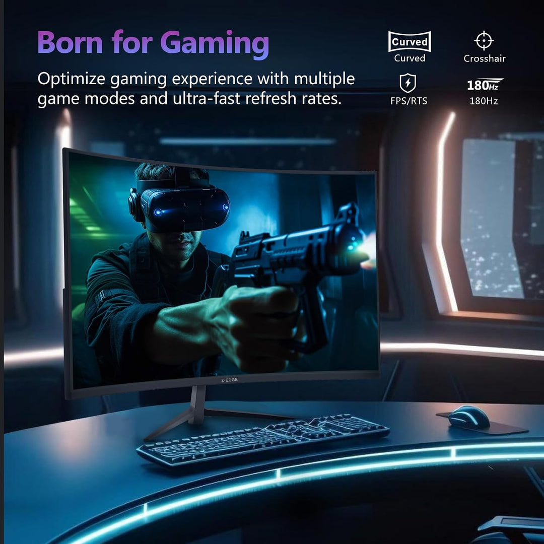 Z-Edge 27 Zoll Curved Gaming Monitor 200Hz/165Hz(DP) 144Hz(HDMI) 1ms MPRT, Full HD 1500R Curved Disp
