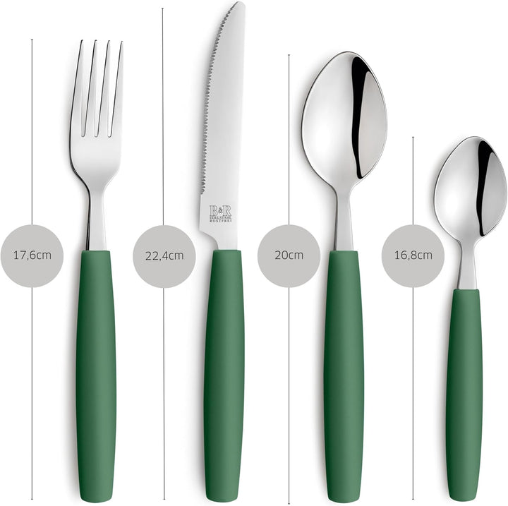Beckmann & Rommerskirchen VALOA Besteck Set 4 Personen - 16-teilig - Dunkelgrün - Spülmaschinenfest