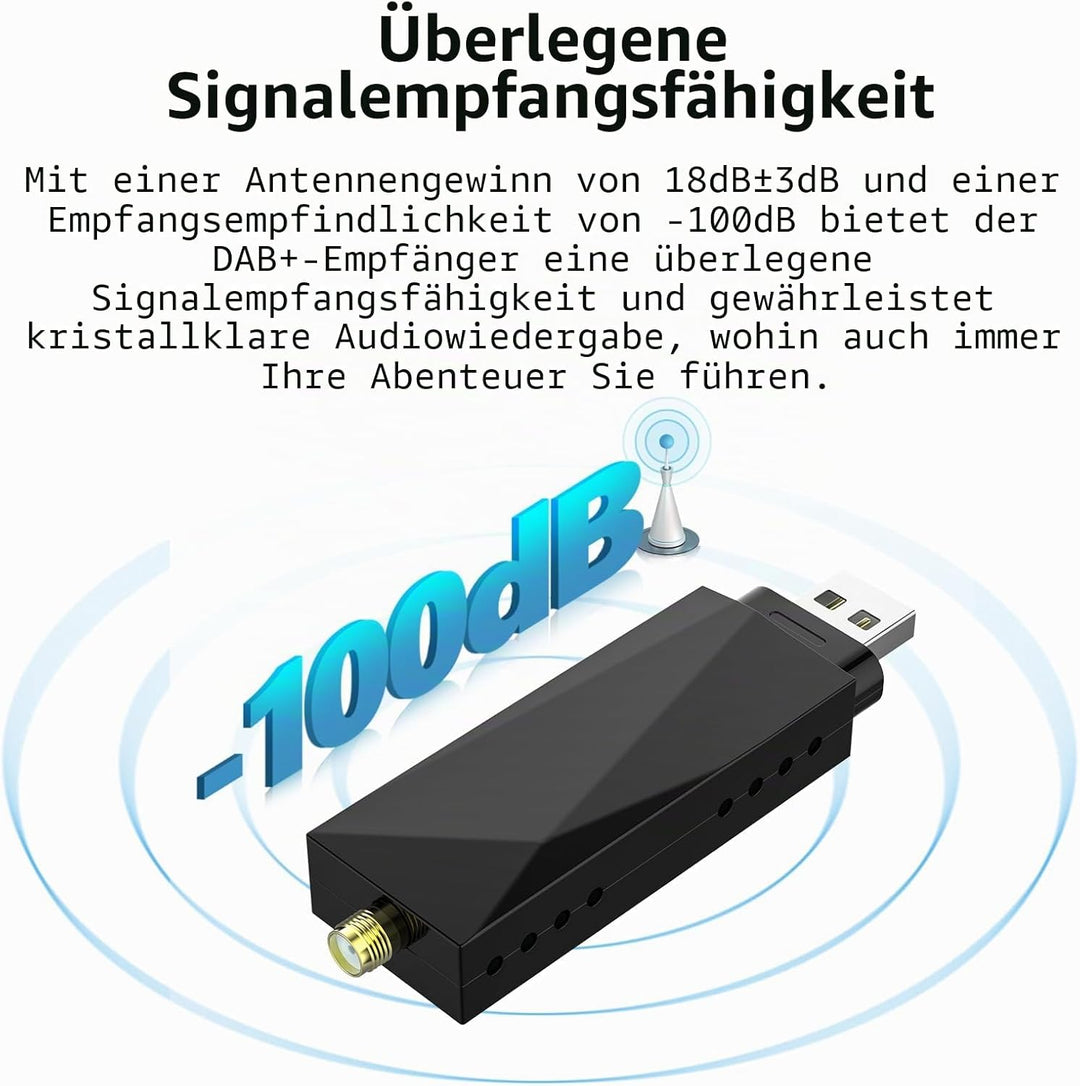 Eonon DAB/DAB+ Digitalradio-Adapter, Empfänger, USB-Dongle für Android 13/14 Autoradio GPS, 4G LTE k
