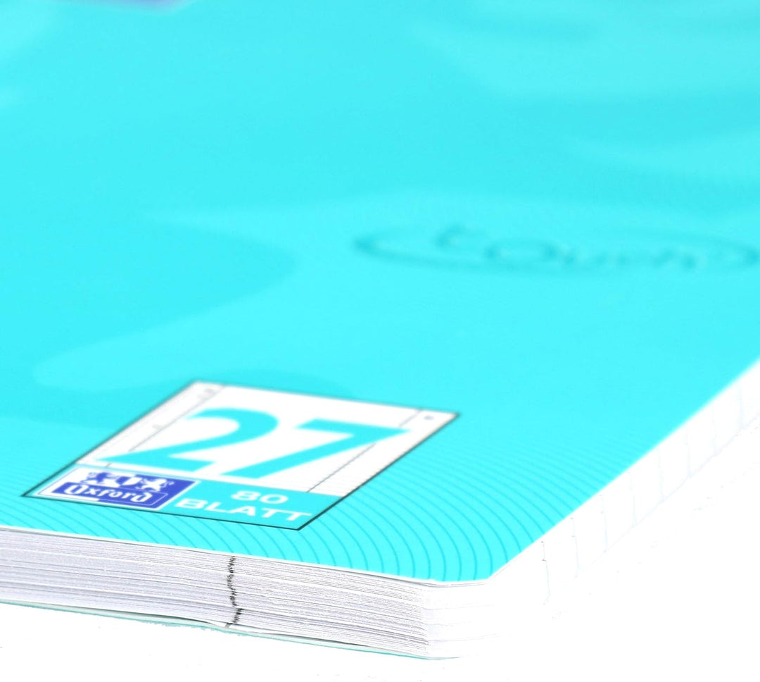 Oxford Touch Collegeblock A4 liniert, mit Doppelrand, 80 Blatt, aqua, 3 Stück liniert, türkis Single