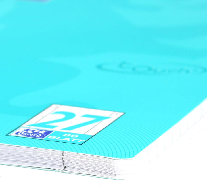Oxford Touch Collegeblock A4 liniert, mit Doppelrand, 80 Blatt, aqua, 3 Stück liniert, türkis Single