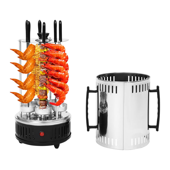Elektrogrill, 1000W Vertikaler Elektrischer Grill mit 6 Spiesse, Schaschlikgrill Kebap Grill 220-240