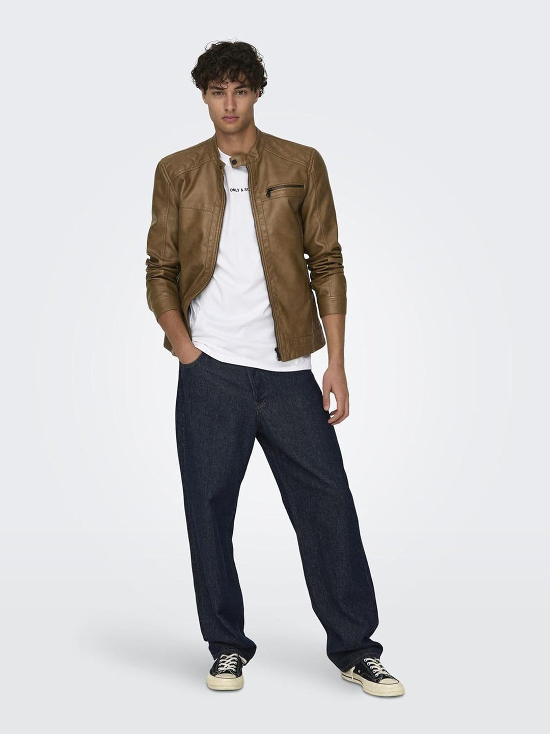 ONLY & SONS Male Kunstlederjacke onsAL Kunstlederjacke, S Monks Robe