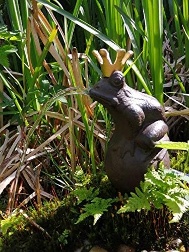 Trendkontor Wasserspeier Froschkönig 22cm inkl. Pumpe Teich Dekoration Gartenfigur Gusseisen