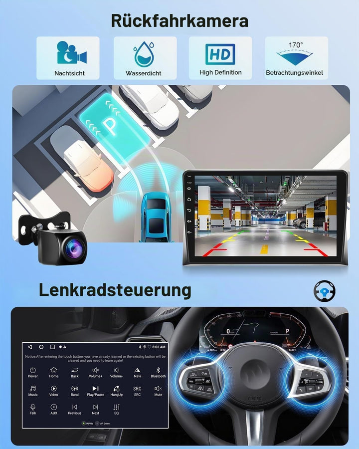 NHOPEEW 2G+64G Android Autoradio für VW T5 Multivan 2008-2015 - Drahtlos Carplay &amp; Android Auto - 9