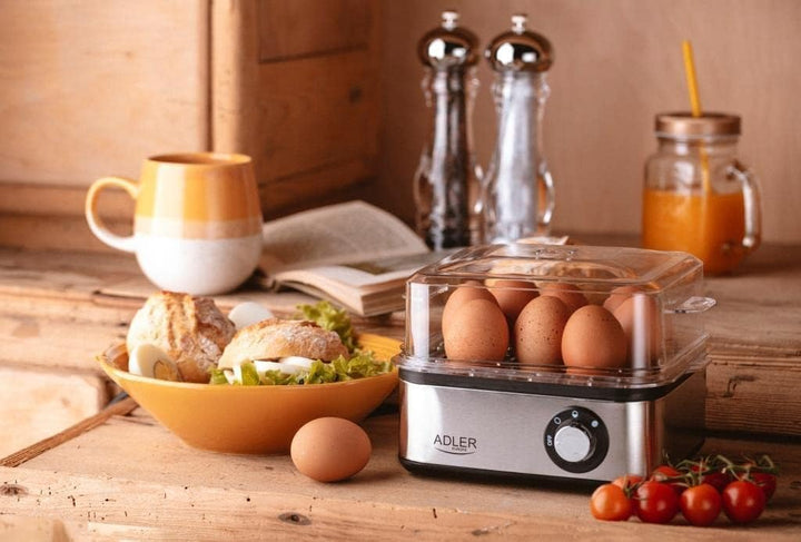 ADLER AD 4486 Eierkocher für 8 Eier mit Messlöffel, 800 W, Kochzubehör für weiche, harte gekochte Ei