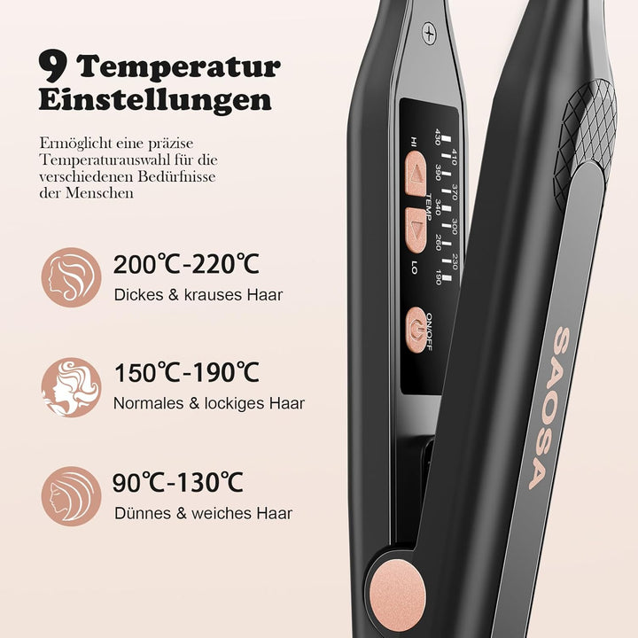 Mini Glätteisen, SAOSA Haarglätter und Lockenstab 2 in 1 Klein Glätteisen für kurzes Haar zum Locken
