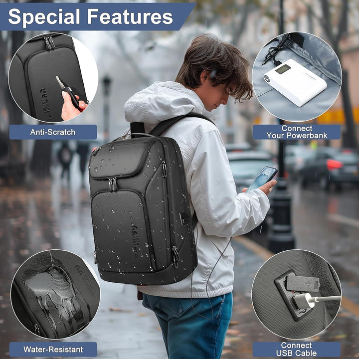 Rucksack Herren Gross 30L Laptop Rucksack 17,3 zoll Business Rucksack Wasserdicht Reiserucksack mit