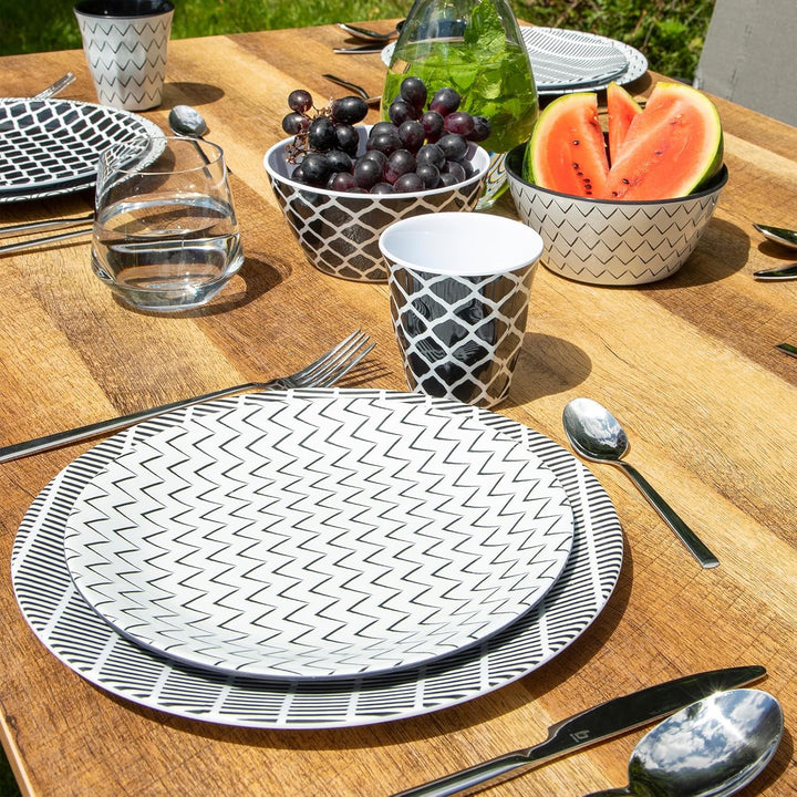 Bo-Camp Melamin Campinggeschirr Set Mix&Match Essgeschirr Teller Becher 16tlg Schwarz, Schwarz