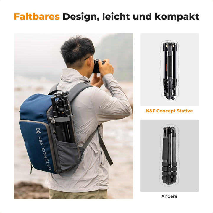 K&F Concept Kamera Stativ,184cm Handy Kamera Stativ, Leichtes Tripod mit Handyhalterung und Fernausl