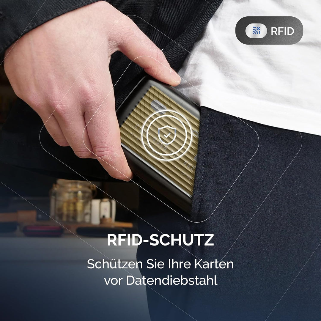 ÖGON -DESIGNS- Aluminium Kartenetui, RFID-Schutz vor Betrug und Entmagnetisierung, Kompakte Geldbörs