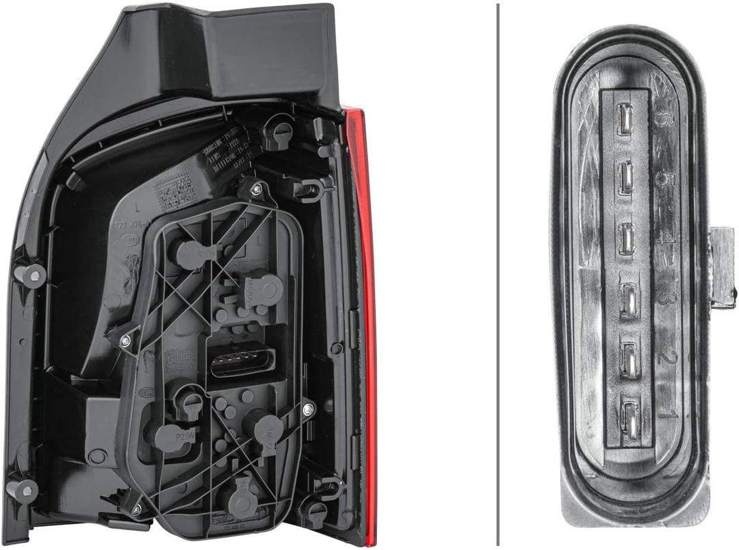 HELLA 2SK 010 318-091 Heckleuchte - Glühlampe - getönt/glasklar/rot - links - für u.a. VW T5 (7Hb,7H