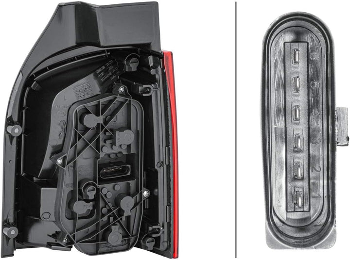 HELLA 2SK 010 318-091 Heckleuchte - Glühlampe - getönt/glasklar/rot - links - für u.a. VW T5 (7Hb,7H