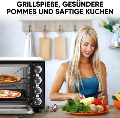 Stillstern Minibackofen mit Umluft (60L) Deutsche Version, Auftauen, Ofenhandschuhe, Rezeptheft, Dre