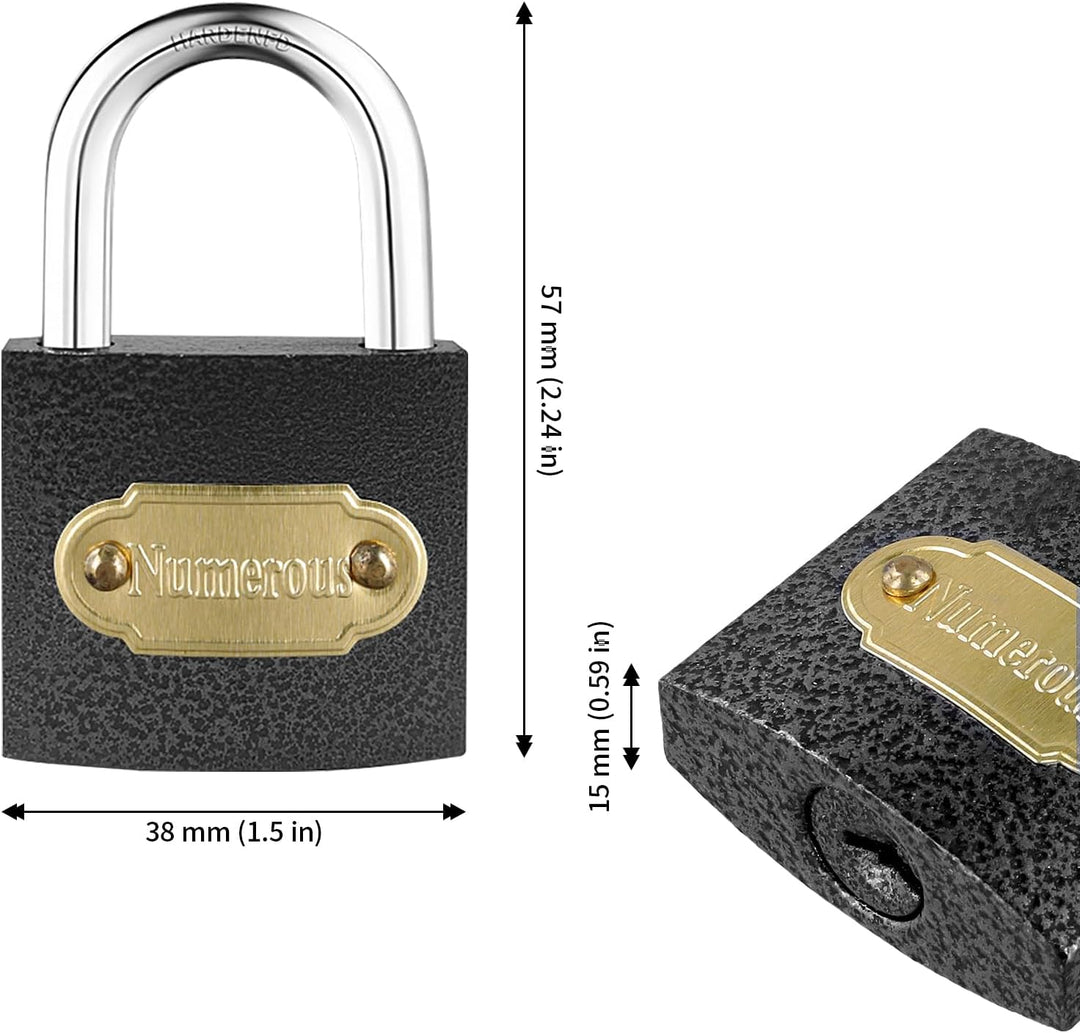 10er Set 38mm Vorhängeschlösser aus Messing, Schloss mit Schlüssel, 6mm Vorhängeschloss Klein Bügel