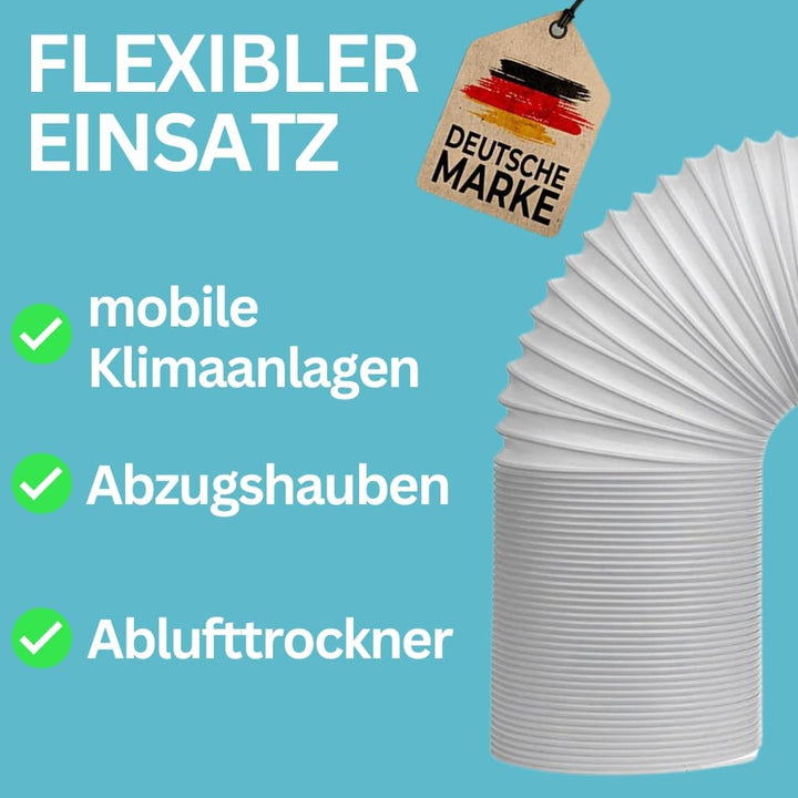 Home Melody Abluftschlauch 100mm 6 Meter PVC flexibel für mobile Klimaanlagen, Wäschetrockner, Abzug
