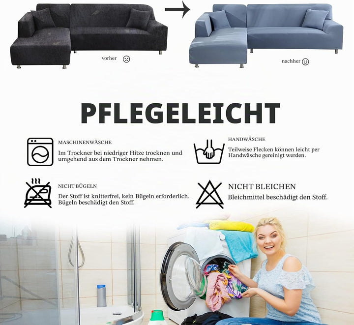 Sofabezug Ecksofa L Form Sofa Überwürfe Stretch Sofabezug L Form Rechts oder Links mit Zwei Kissenbe