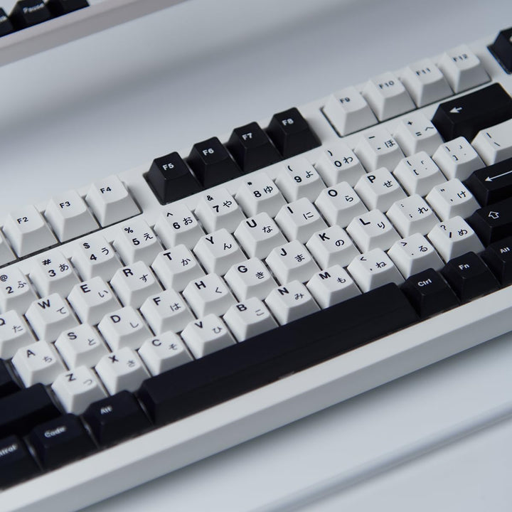 138 Tasten PBT Tastenkappe DYE-SUB Cherry Profil Japanisch Minimalistisch Schwarz und Weiss Tastenka