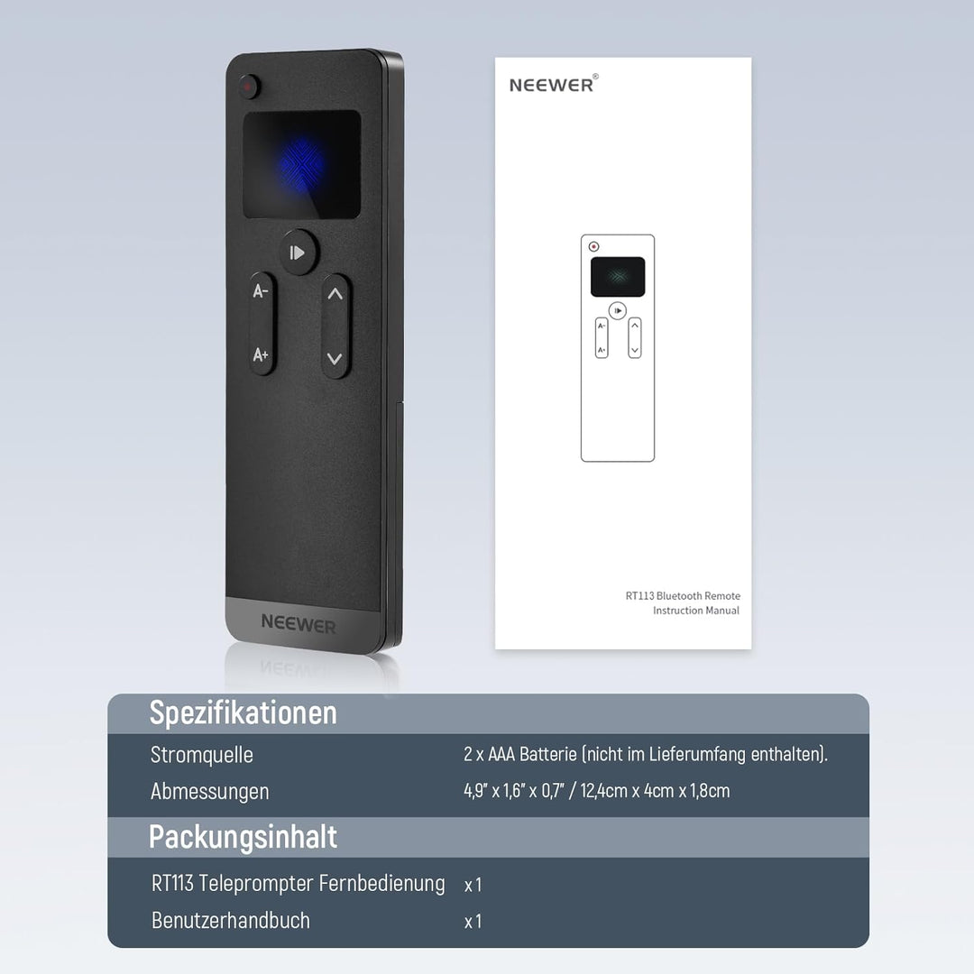 NEEWER RT113 Fernbedienung für NEEWER Teleprompter App, aktualisiert mit direkter Bluetooth Verbindu