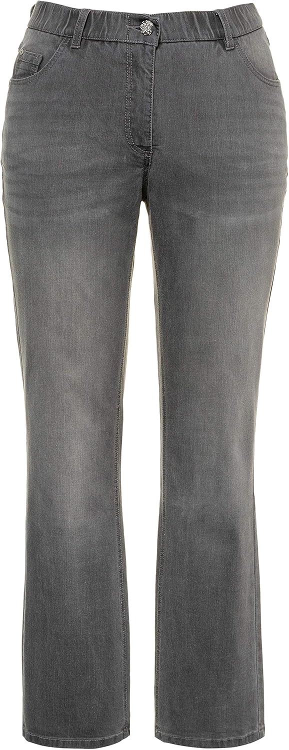 Ulla Popken Damen Bootcut Jeans 40W / 32L Hellgrau Denim, 40W / 32L Hellgrau Denim