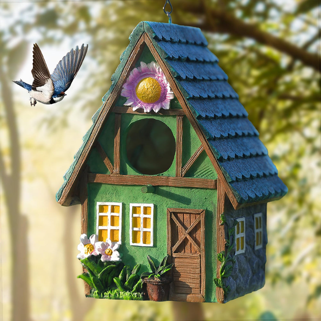 Attivolife Vogelhaus für draussen, buntes Vogel-Nistkästen aus Kunstharz, mit Kette zum Aufhängen, f