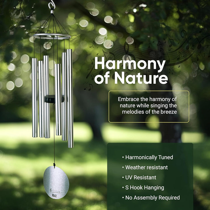 NATURE'S MELODY - Aureole Tunes Klangspiel, ca. 42 Zoll / ca. 106 cm, silberfarben, Silber