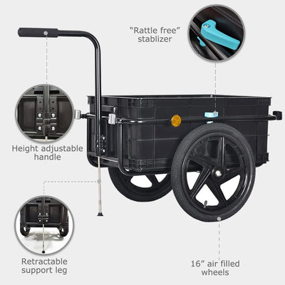 Tiggo VS Plus Fahrrad Lastenanhänger & Handwagen mit 70 Liter Transportbox Fahrradanhänger Transport