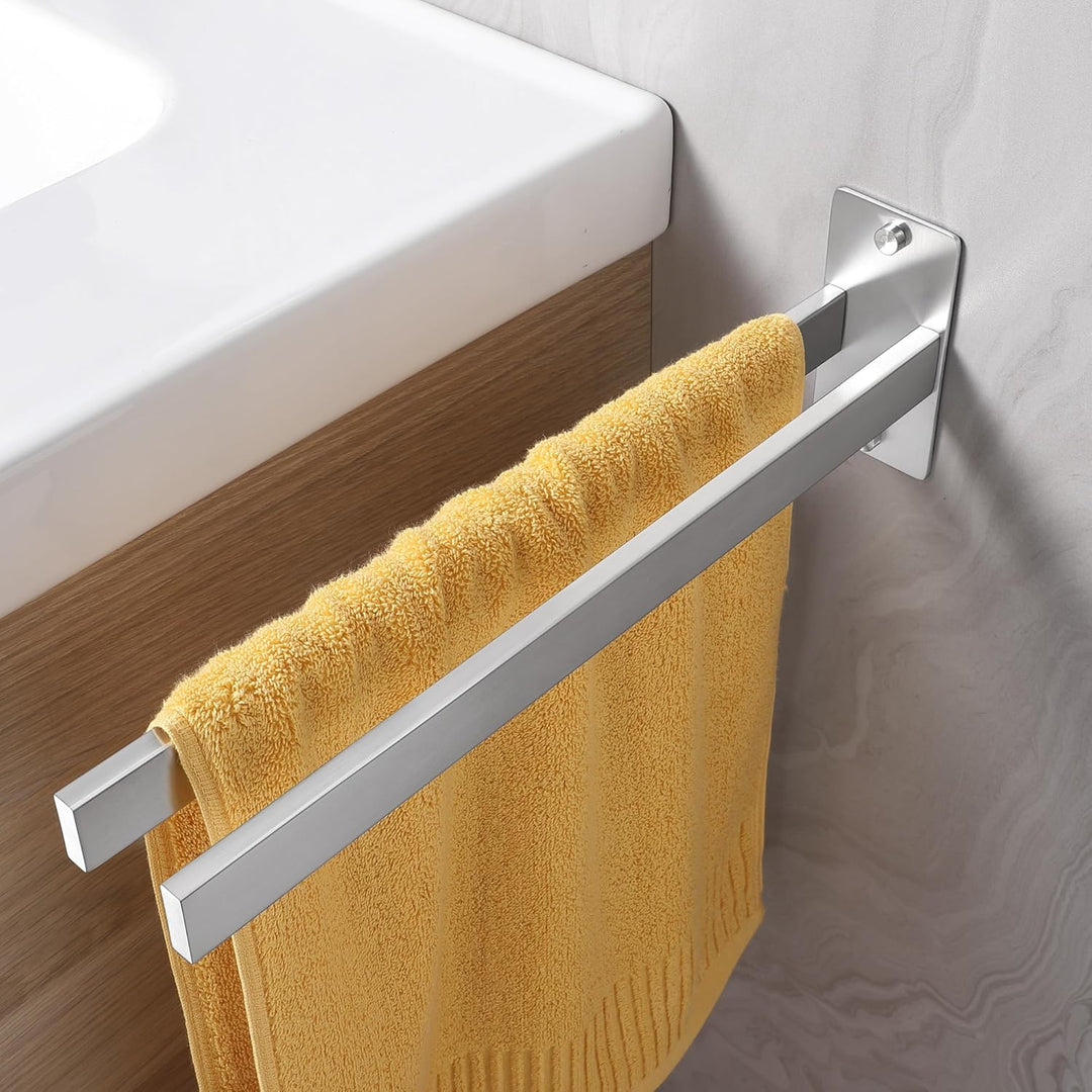 ALOCEO Handtuchhalter Bohren, Edelstahl Handtuchhalter Zweiarmig Wand für Bad Küche, Gebürstet Silbe