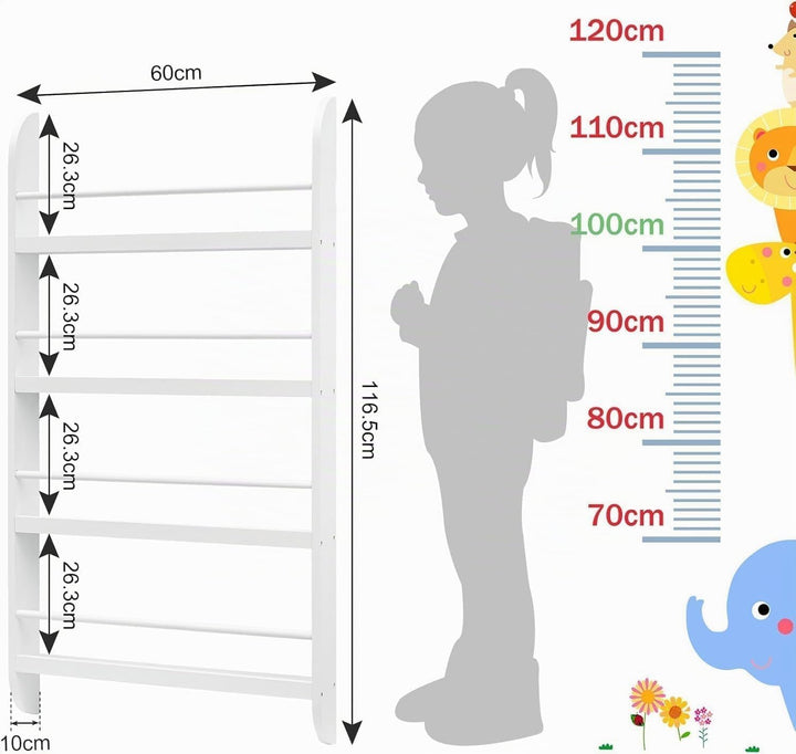 Youyijia Kinderbücherregal, 60 x 117 cm, 4-stufiges Kinderbücherregal, Aufbewahrungsregal für Kinder